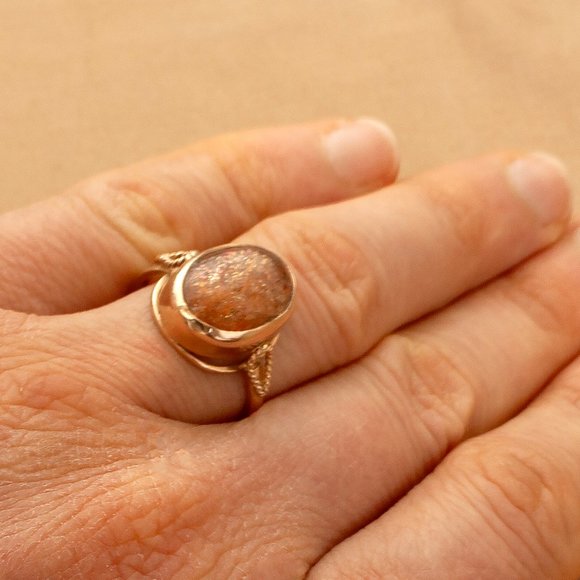 Handcrafted 14K Rose Gold Ring With Sunstone, Appraised $2600, Unique, Artisan - Picture 7 of 9